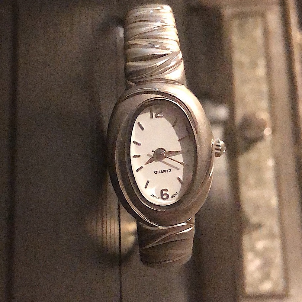 Nickel Finish Quartz White Face Women’s Watch